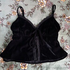 Cropped Velvet Lace Trim Cami